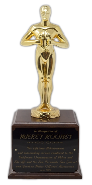 Mickey Rooney's Lifetime Achievement Award From the California Organization of Police and Sheriffs -- Directly From the Mickey Rooney Estate